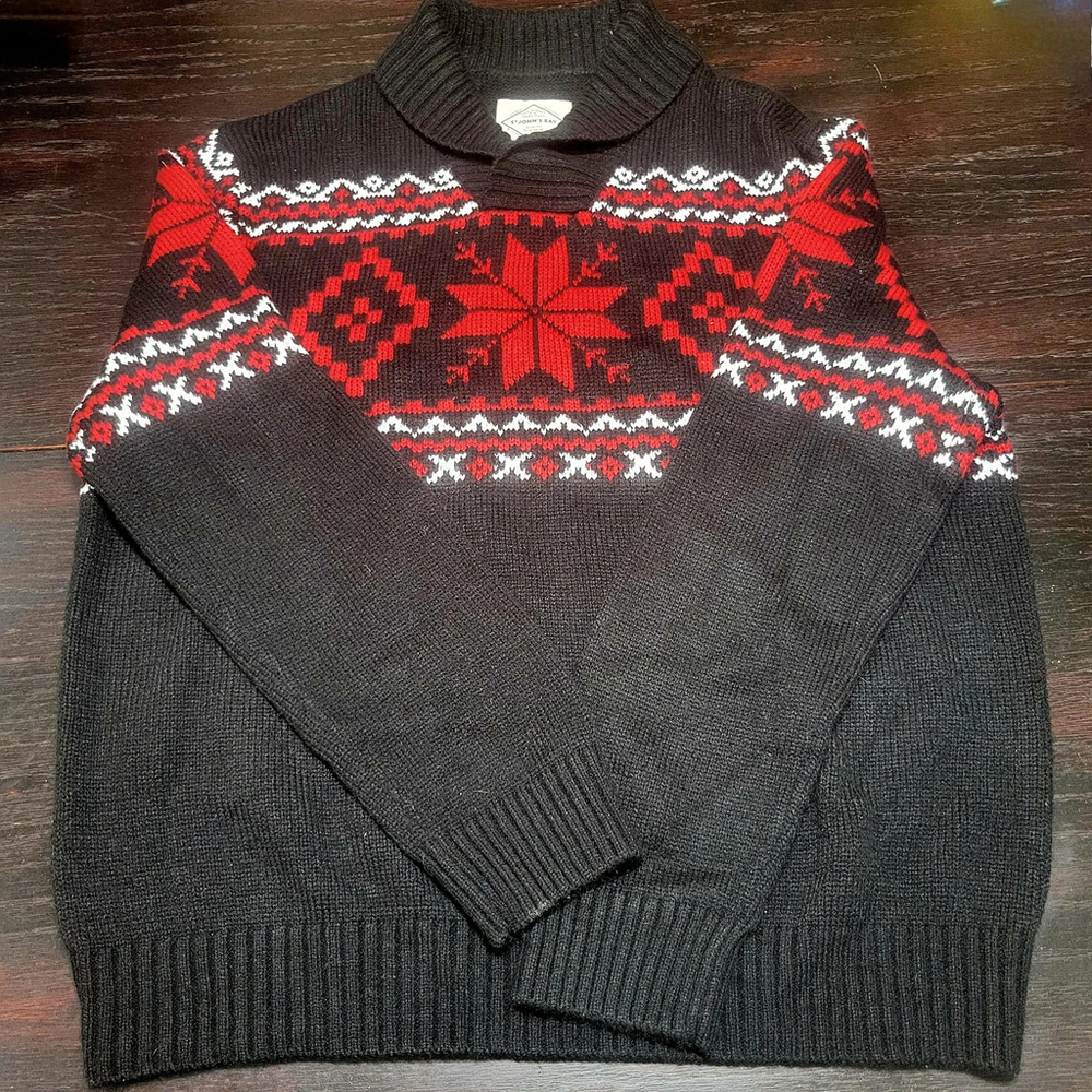 St. John's Bay Nordic Snowflake Shawl Collar Sweater – Men's Size 2XL – Red Blac